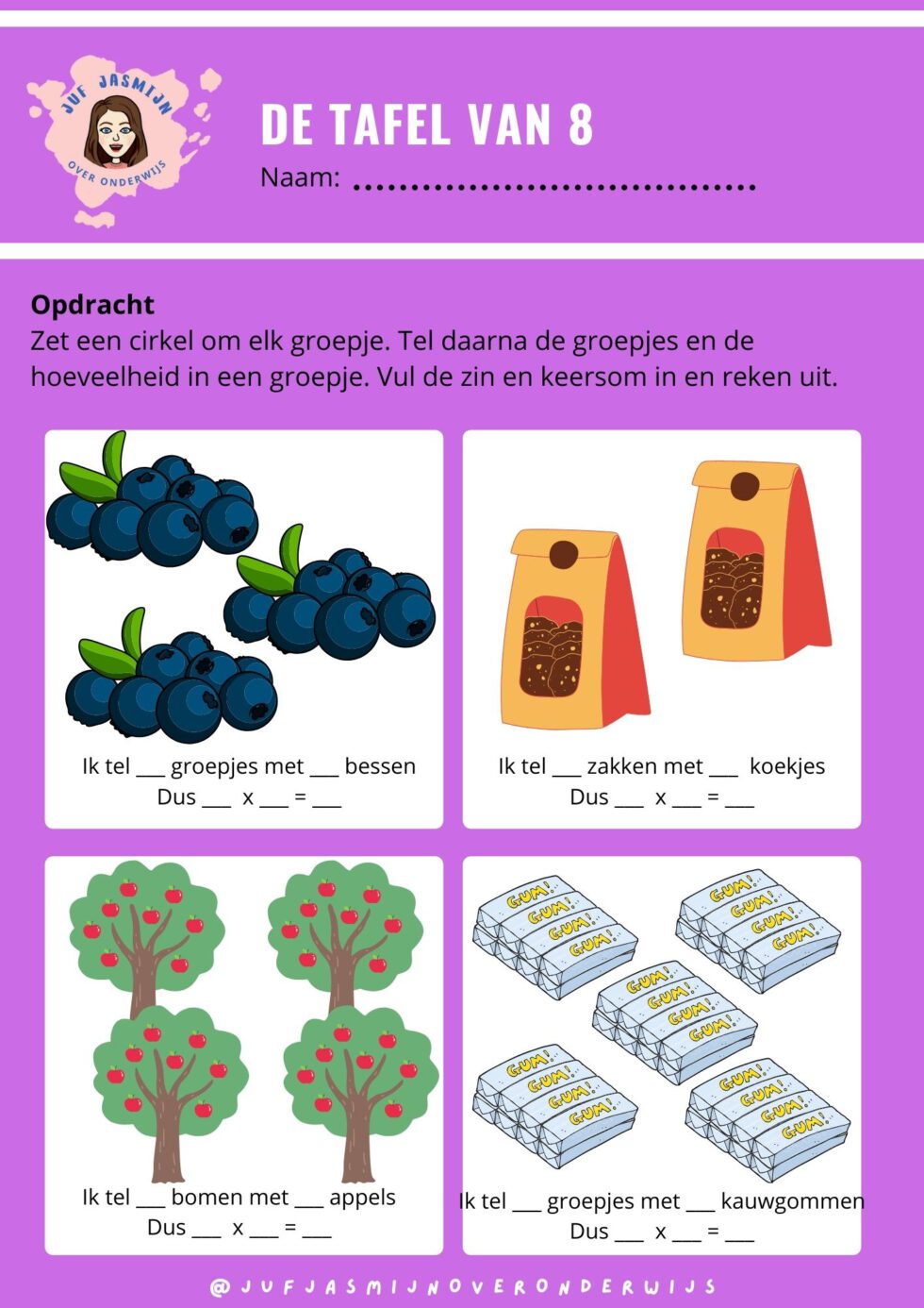 Tafel Van 8 – Werkboekje | Juf Jasmijn Over Onderwijs